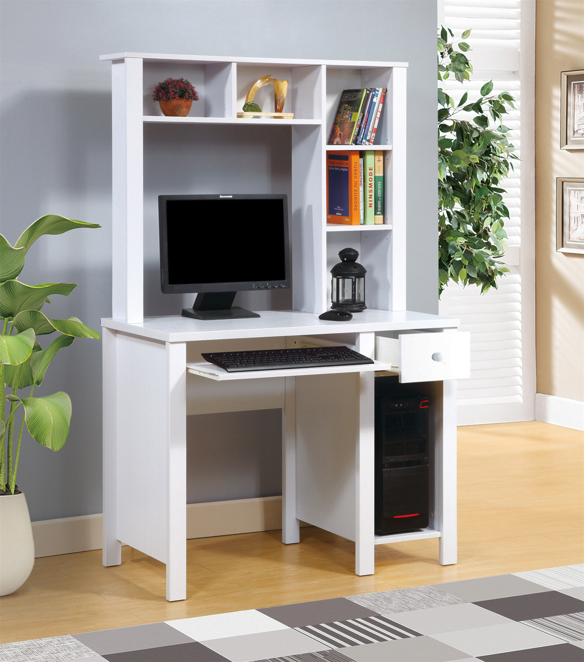 Hokku Designs Student Desk With Hutch Home Office Desk 39"W Compact